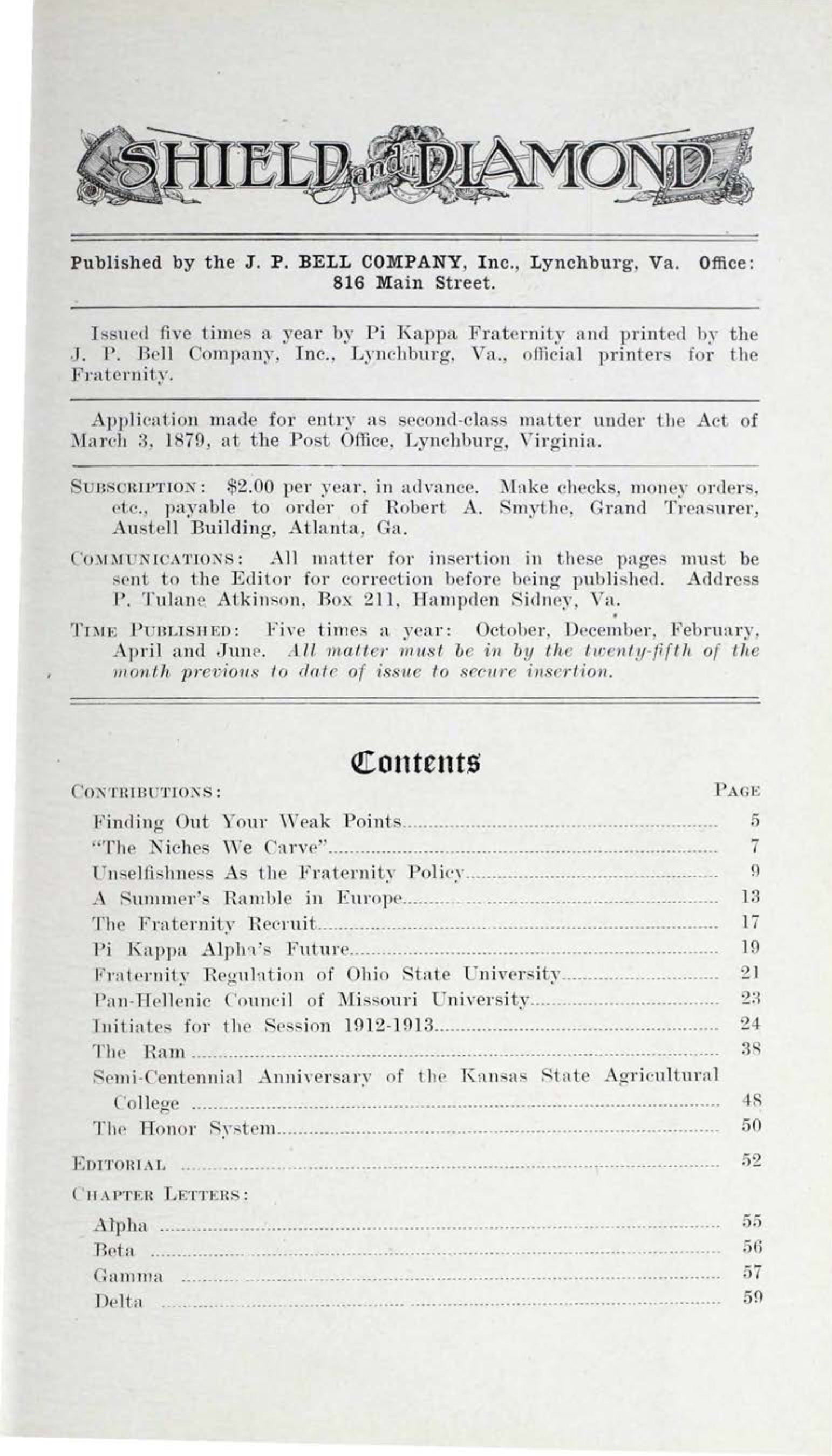 Shield and Diamond, Vol. 23, No. 2, December 1913
